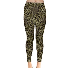 Celtic Golden Arabesque Print Leggings  by dflcprintsclothing