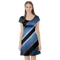 Geometric Stripes Print Short Sleeve Skater Dress