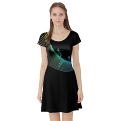 Musical Wave Short Sleeve Skater Dress
