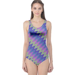 Diagonal Chevron Pattern Women s One Piece Swimsuit