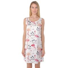 Flamingo Pattern Sleeveless Satin Nightdresses