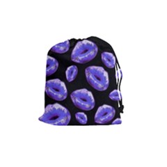 Sassy Purple Puckered Lips  Drawstring Pouches (medium)  by OCDesignss