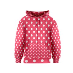 Hot Pink Polka Dots Kids Zipper Hoodies by GardenOfOphir