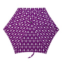 Magenta Spatula Spoon Pattern Mini Folding Umbrellas by GardenOfOphir
