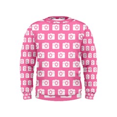 Pink Modern Chic Vector Camera Illustration Pattern Boys  Sweatshirts by GardenOfOphir