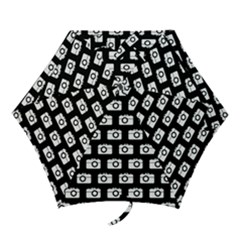 Modern Chic Vector Camera Illustration Pattern Mini Folding Umbrellas by GardenOfOphir