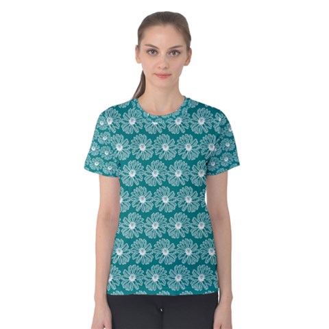 Gerbera Daisy Vector Tile Pattern Women s Cotton Tees by GardenOfOphir