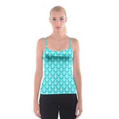 Awesome Retro Pattern Turquoise Spaghetti Strap Tops by ImpressiveMoments