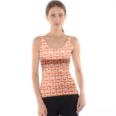 Coral And White Owl Pattern Tank Tops by GardenOfOphir