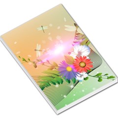 Wonderful Colorful Flowers With Dragonflies Large Memo Pads by FantasyWorld7