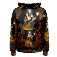 Steampunk, Funny Monkey With Clocks And Gears Women s Pullover Hoodies