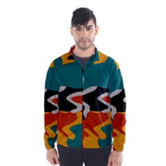 Misc Shapes In Retro Colors Wind Breaker (men) by LalyLauraFLM