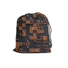 Brown Pieces Drawstring Pouch