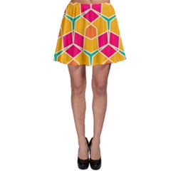 Shapes In Retro Colors Pattern Skater Skirt
