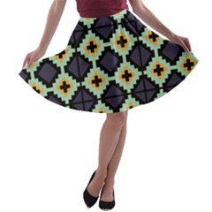 Pixelated Pattern A-line Skater Skirt by LalyLauraFLM