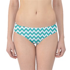 Turquoise And White Zigzag Pattern Hipster Bikini Bottoms by Zandiepants