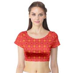 Peach Apricot Cinnamon Nutmeg Kitchen Modern Abstract Short Sleeve Crop Top (tight Fit) by DianeClancy