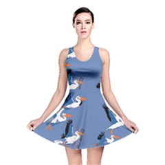 Abstract Pelicans Seascape Tropical Pop Art Reversible Skater Dress by WaltCurleeArt