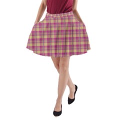 Pink Plaid Pattern A-line Pocket Skirt