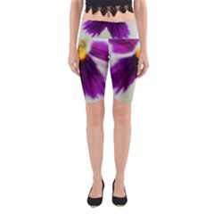 Purple Violet White Flower  Yoga Cropped Leggings by yoursparklingshop