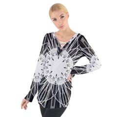 Black And White Flower Mandala Art Kaleidoscope Women s Tie Up Tee by yoursparklingshop