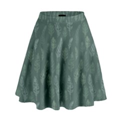 Whimsical Feather Pattern, Forest Green High Waist Skirt by Zandiepants