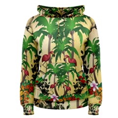 Tropical Design With Flamingo And Palm Tree Women s Pullover Hoodie by FantasyWorld7