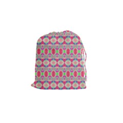 Pretty Pink Shapes Pattern Drawstring Pouches (small)  by BrightVibesDesign