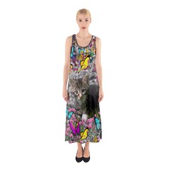 Emma In Butterflies I, Gray Tabby Kitten Sleeveless Maxi Dress by DianeClancy