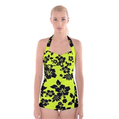 Dark Hawaiian Boyleg Halter Swimsuit 