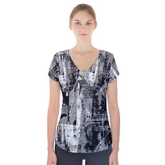 Urban Graffiti Short Sleeve Front Detail Top
