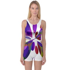 Colorful Abstract Flower One Piece Boyleg Swimsuit by Valentinaart