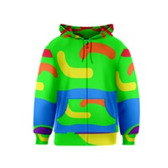 Rainbow Abstraction Kids  Zipper Hoodie by Valentinaart