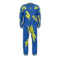 Blue And Yellow Dragonflies Pattern Onepiece Jumpsuit (kids) by Valentinaart