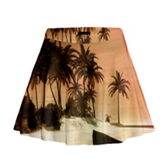 Wonderful Sunset Over The Beach, Tropcal Island Mini Flare Skirt by FantasyWorld7