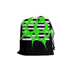 Green Abstract Design Drawstring Pouches (medium)  by Valentinaart