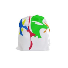 Colorful Amoeba Abstraction Drawstring Pouches (medium)  by Valentinaart