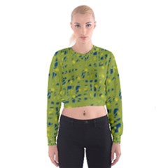 Green And Blue Women s Cropped Sweatshirt by Valentinaart