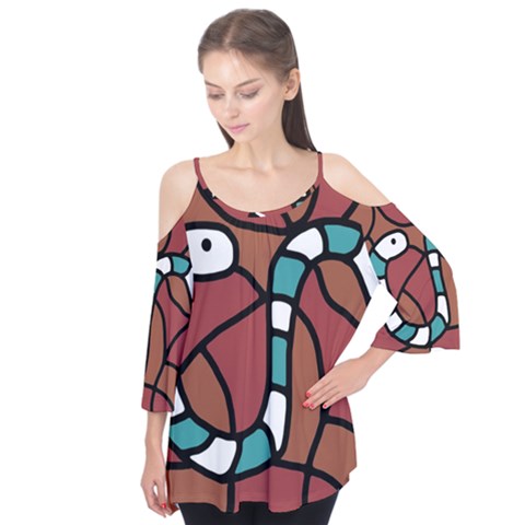 Blue Snake Flutter Tees by Valentinaart
