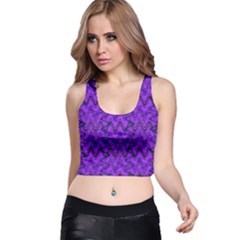 Purple Wavey Squiggles Racer Back Crop Top by BrightVibesDesign