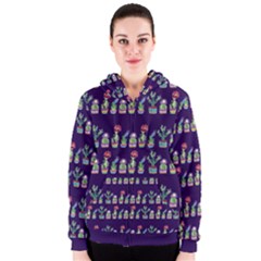 Cute Cactus Blossom Women s Zipper Hoodie by DanaeStudio