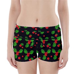 Christmas Berries Pattern  Boyleg Bikini Wrap Bottoms by Valentinaart