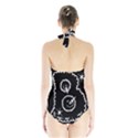 Funny Black And White Doodle Snowballs Halter Swimsuit View2