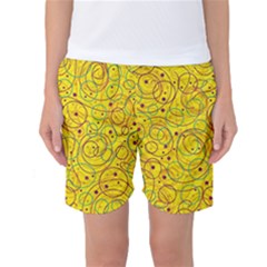 Yellow Abstract Art Women s Basketball Shorts by Valentinaart