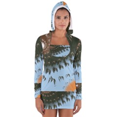 Sun-ray Swirl Pattern Women s Long Sleeve Hooded T-shirt