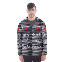 I Love Black And White 2 Hooded Wind Breaker (men) by Valentinaart