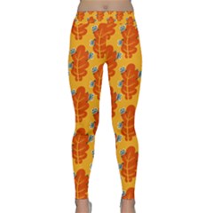 Bugs Eat Autumn Leaf Pattern Yoga Leggings  by CreaturesStore