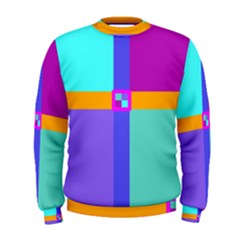 Right Angle Squares Stripes Cross Colored Men s Sweatshirt