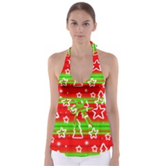 Christmas Pattern Babydoll Tankini Top