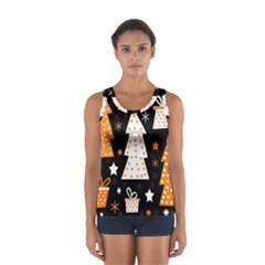 Orange Playful Xmas Women s Sport Tank Top 